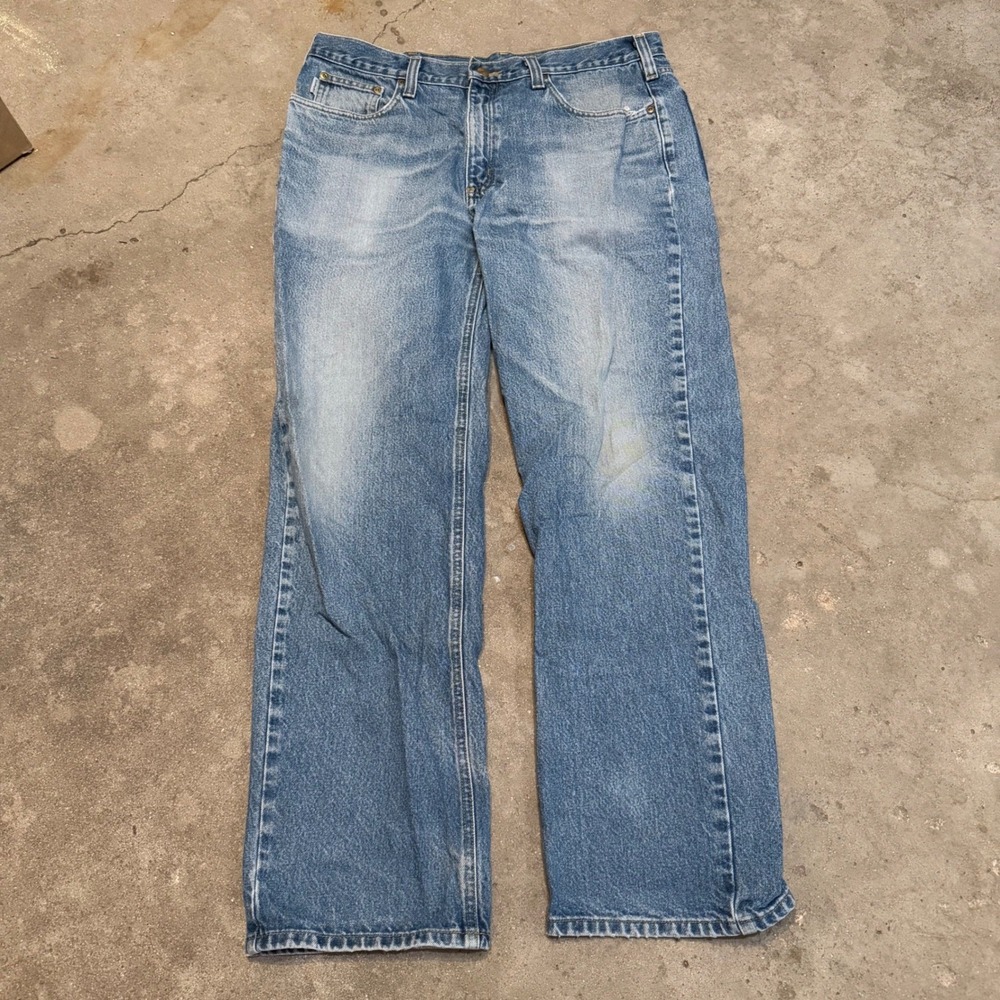 Carhartt Jeans Mens 38x32 Blue B460 DPS Relaxed Fit Denim Work Pants